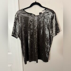 beachlunchlounge Crushed Velvet Short Sleeve Top - Gray,Large